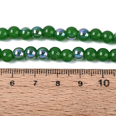 Electroplate Imitation Jade Glass Beads Strands EGLA-Q132-6MM-01B-09-1