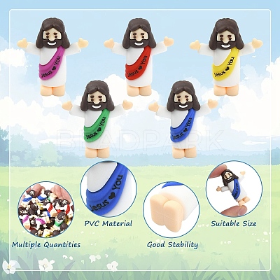 30Pcs 5 Colors Easter PVC Plastic Jesus Display Decoration DJEW-YW0001-10-1