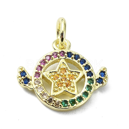 Brass Micro Pave Colorful Cubic Zirconia Pendants KK-H475-19G-06-1