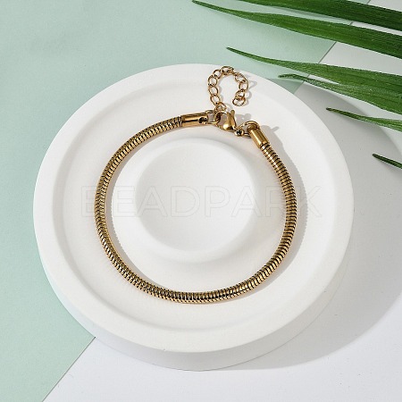 Ion Plating(IP) 304 Stainless Steel Round Snake Chain Bracelets BJEW-O186-08A-G-1