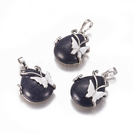 Synthetic Blue Goldstone Pendants G-K296-B04-1