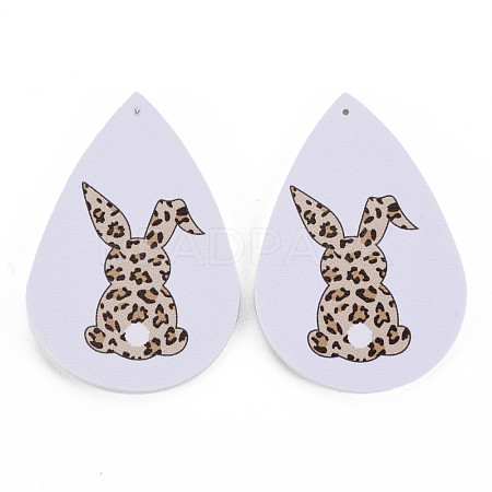 PU Leather Big Teardrop with Bunny Pendants FIND-T058-A38-1