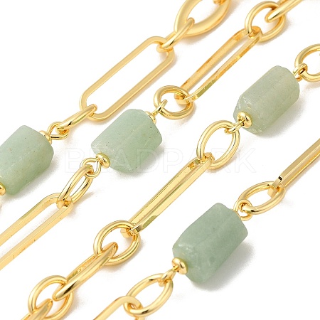 Natural Green Aventurine Faceted Irregular Column Beaded Chains CHC-H105-02G-01-1