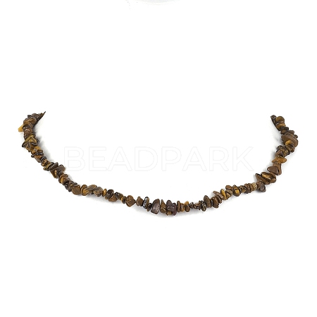 Natural Tiger Eye Chip Beaded Necklace NJEW-JN04615-08-1
