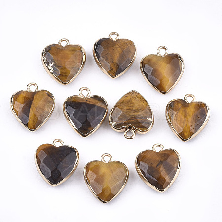 Electroplate Natural Tiger Eye Pendants G-T112-03E-1