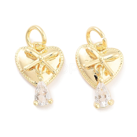 Brass with Clear Cubic Zirconia Charms KK-P271-27G-1