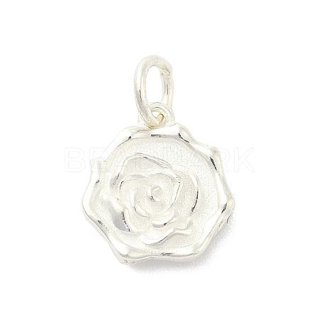 925 Sterling Silver Flower Charms with Jump Rings and 925 Stamp STER-M021-02S-01-1