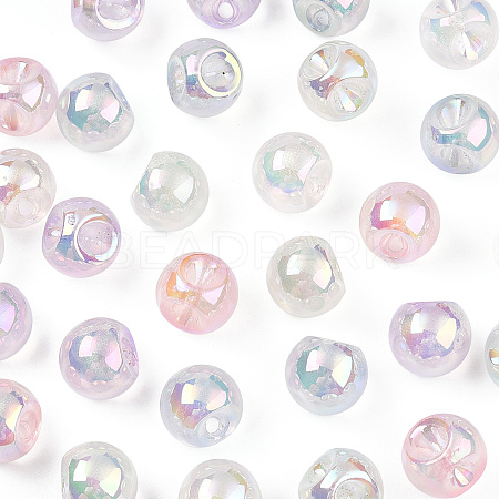 UV Plating Rainbow Iridescent Acrylic Beads OACR-P015-04A-1