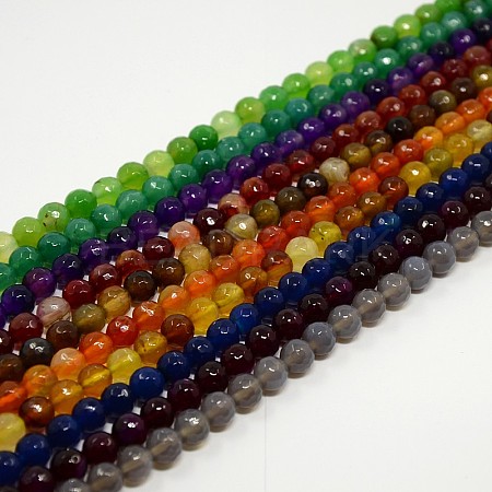 Natural Agate Beads Strands G-H1593-8mm-M-1