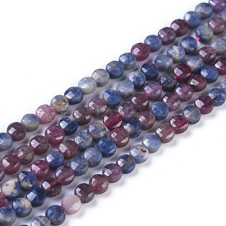 Natural Red Corundum/Ruby and Sapphire Beads Strands G-I249-A30-1