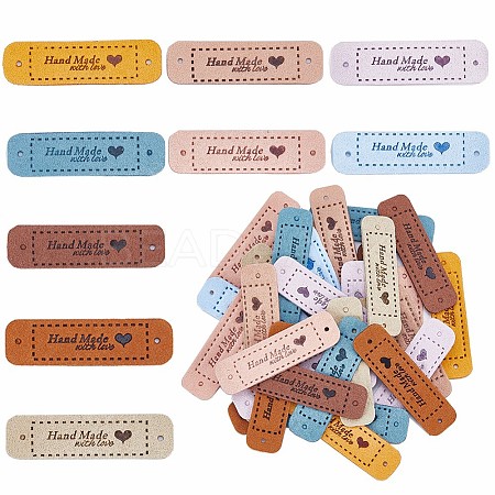 45Pcs 9 Colors PU Leather Label Tags DIY-GF0008-52-1
