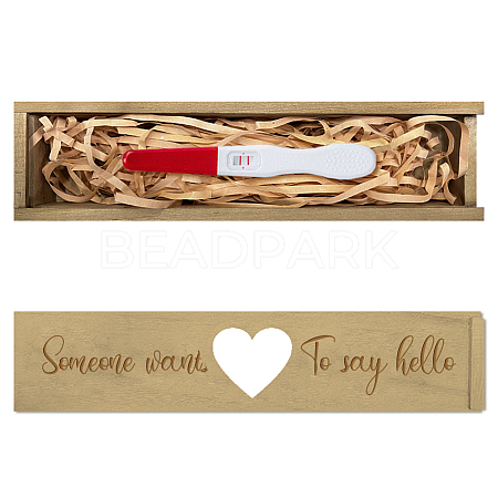 Rectangle Wooden Pregnancy Test Keepsake Box with Slide Cover CON-WH0102-004-1
