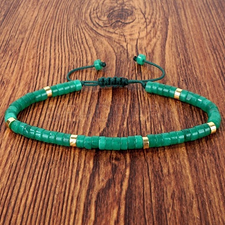 Dyed Natural White Jade Heishi Beads Adjustable Braided Bracelets for Men Women BX7041-8-1