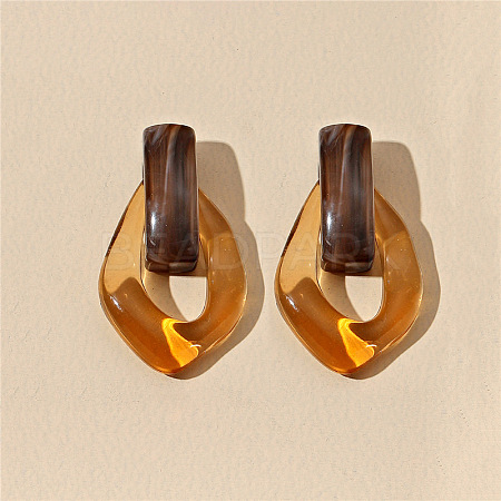 Oval Resin Dangle Stud Earrings FS-WGCF92D-01-1
