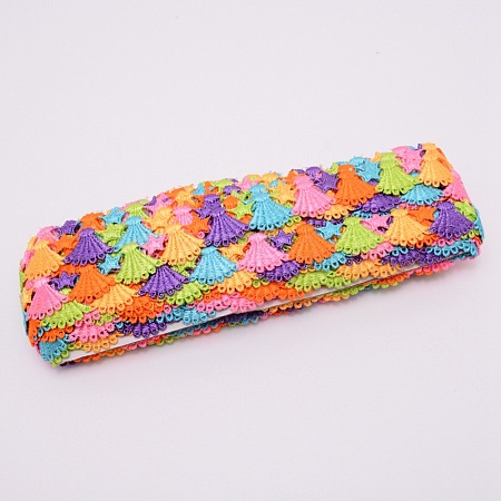 Star Embroidered Polyester Ribbon OCOR-WH0060-06-1