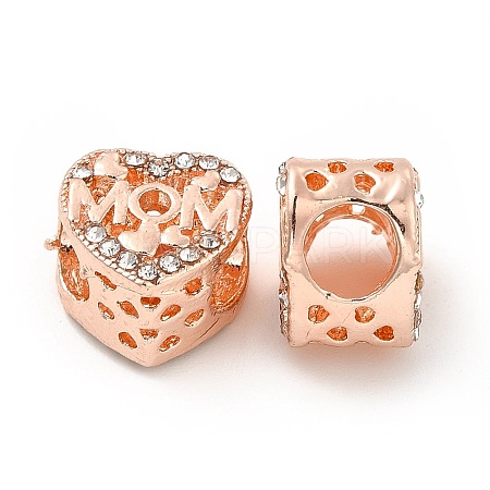 Rack Plating Alloy Rhinestone European Beads PALLOY-P289-47RG-1