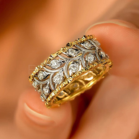 Brass Micro Pave Clear Cubic Zirconia Finger Rings FS-WG88BF1-02-1