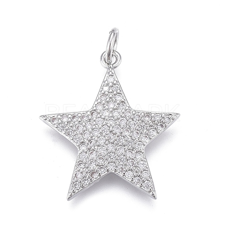 Brass Micro Pave Clear Cubic Zirconia Pendants ZIRC-M108-28-P-1