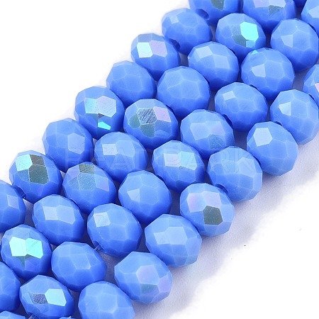 Electroplate Opaque Solid Color Glass Beads Strands X-EGLA-A044-P6mm-L17-1