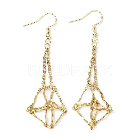 304 Stainless Steel Macrame Pouch Empty Stone Holder Dangle Earring Findings EJEW-JE05811-01-1