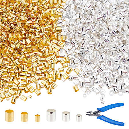   3000Pcs Tube Brass Crimp Beads for DIY Jewelry Making Finding Kit DIY-PH0005-94-1