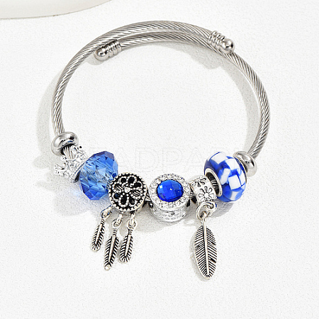 Non-Tarnish 201 Stainless Steel European Bracelet OQ8559-5-1