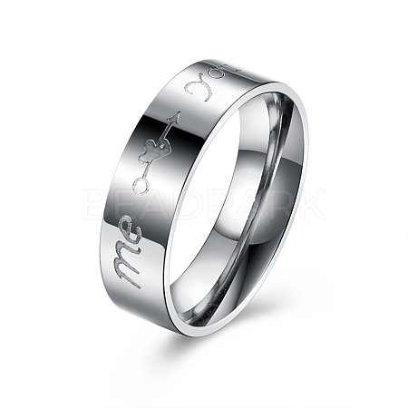 Valentine's Day Gifts Engraved You & Me Titanium Steel Couple Rings For Men RJEW-BB16362-7-1