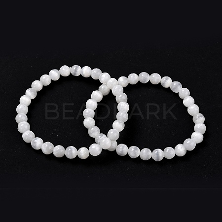 Natural Selenite Beaded Stretch Bracelets BJEW-F414-01A-02-1