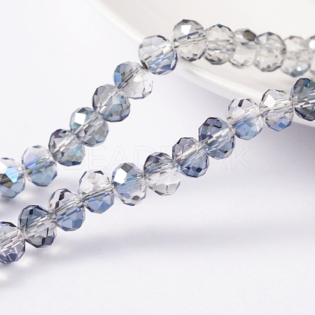 Half Plated Faceted Glass Rondelle Bead Strands X-EGLA-S096-6mm-03-1