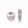 Brass Micro Pave Clear Cubic Zirconia European Beads ZIRC-I038-23P-1
