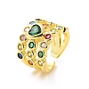 Colorful Cubic Zirconia Heart Open Cuff Ring RJEW-C061-03G-1