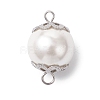 White Round Shell Pearl Links Connector Charms PALLOY-JF04383-1