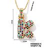 Brass Pave Colorful Cubic Zirconia Letter Pendant Box Chain Necklaces NU0575-11-1