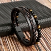 Natural Tiger Eye & Glass Round Beaded Bracelets BJEW-G732-01B-1