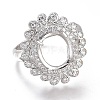 Adjustable Brass Micro Pave Clear Cubic Zirconia Finger Ring Components ZIRC-I049-22P-1