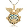 Golden Tone Brass Hollow Round Cage Pendants KK-J233-01G-1