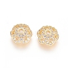 Brass Micro Pave Cubic Zirconia Bead Caps ZIRC-E163-25A-G-2