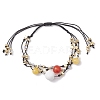 Natural White Jade & Howlite & Dyed Yellow Jade & Nylon Thread Adjustable Multi-strand Bracelets BJEW-MZ00238-01-1
