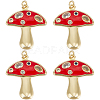 6Pcs Autumn Theme Real 18K Gold Plated Brass Micro Pave Cubic Zirconia Pendants ZIRC-BBC0002-34-1