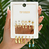 6 Pairs Geometric Metal Faux Pearl Earring Set for Women JC5579-1-1