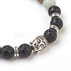 Natural Flower Amazonite Beads and Natural Frosted Agate Beads Stretch Bracelets BJEW-JB03848-03-2