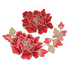 2Pcs 2 Style Peony Polyester Embroidery Sew on Clothing Patches PATC-NB0001-11C-1