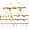 304 Stainless Steel Curb Chains with Flat Round Charm CHS-F020-03G-01-2
