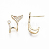 Brass Micro Pave Clear Cubic Zirconia Stud Earrings EJEW-T011-004-NF-3