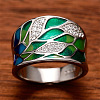 Brass Micro Pave Cubic Zirconia and Enamel Finger Rings FS-WGC3946-02-1