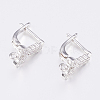 Brass Micro Pave Cubic Zirconia Hoop Earring Findings with Latch Back Closure ZIRC-K075-37P-2