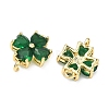 Saint Patrick's Day Glass Clover Connector Charms KK-P348-03G-3
