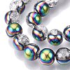 Electroplated Crackle Glass Beads Strands EGLA-N014-10mm-06-3