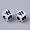 White Opaque Acrylic Beads MACR-R869-02W-2