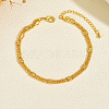 Brass 3-Strand Ball Chain with Matte Square Anklets for Women MX4097-1